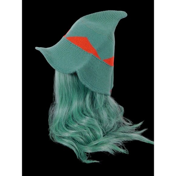 Green Knit Witch Hat - Soft Point Brim - New - Witchcore Cottagecore Hedge Witch - Picture 7 of 12